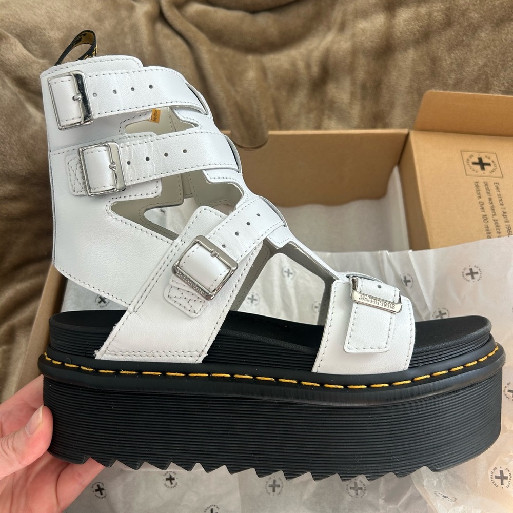Dr. Martens White Platform Sandals